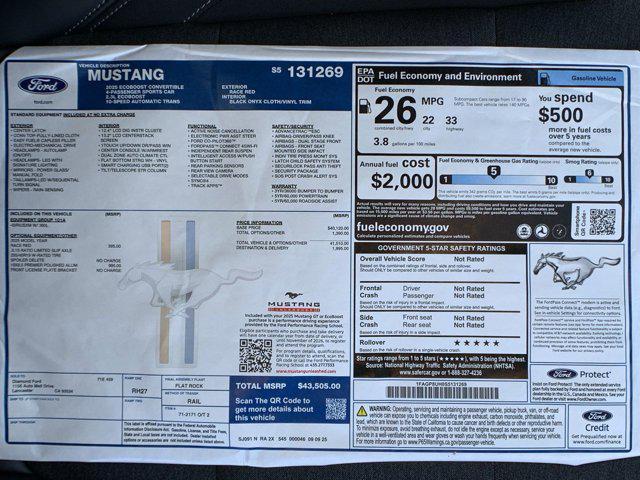 new 2025 Ford Mustang car, priced at $41,879