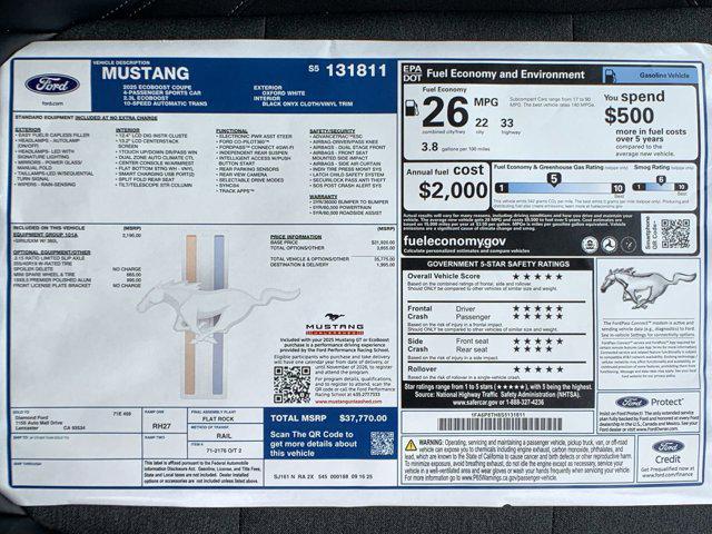 new 2025 Ford Mustang car, priced at $36,324