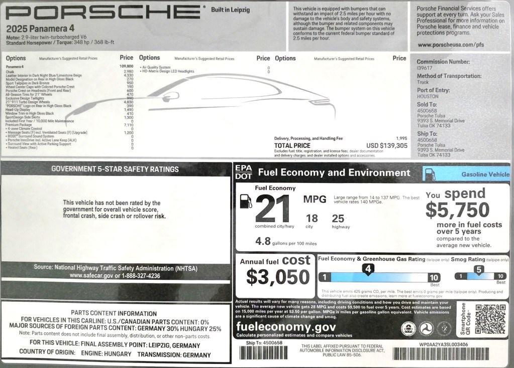 used 2025 Porsche Panamera car, priced at $115,000