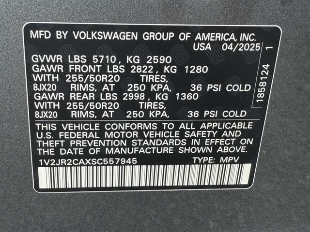 new 2025 Volkswagen Atlas car, priced at $45,461