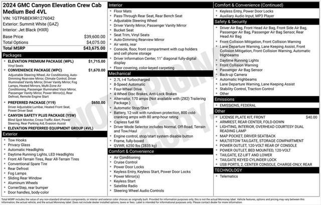 new 2024 GMC Canyon car, priced at $45,270