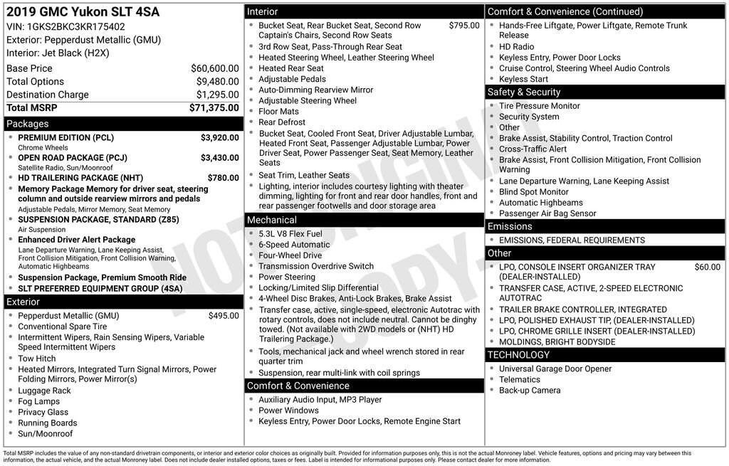 used 2019 GMC Yukon car, priced at $20,599