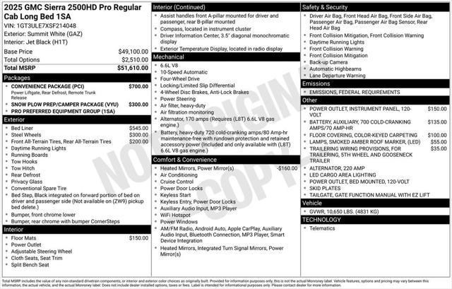 new 2025 GMC Sierra 2500 car, priced at $50,930