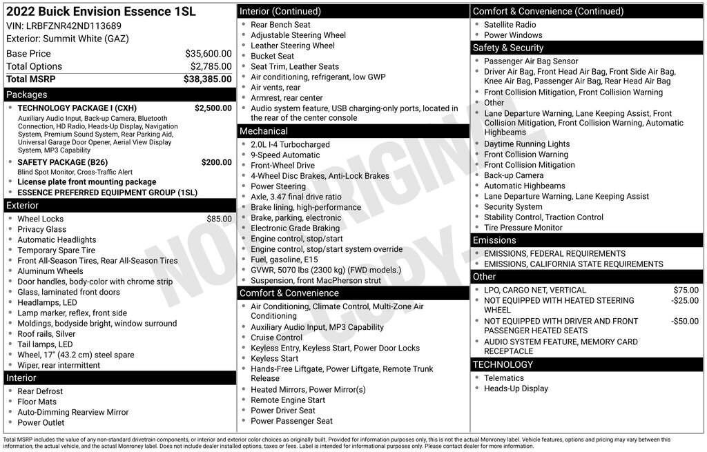 used 2022 Buick Envision car, priced at $25,895