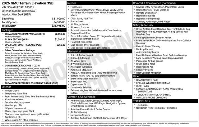 new 2026 GMC Terrain car, priced at $36,840