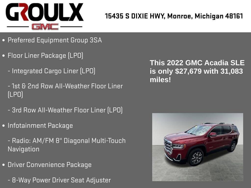 used 2022 GMC Acadia car, priced at $27,679