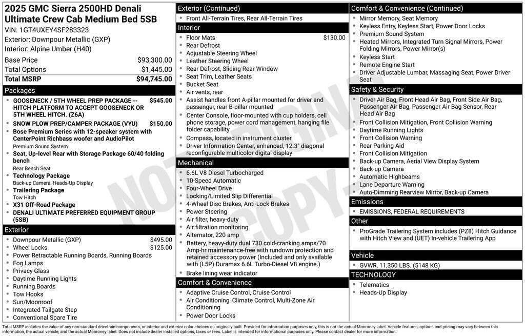 new 2025 GMC Sierra 2500 car, priced at $95,940