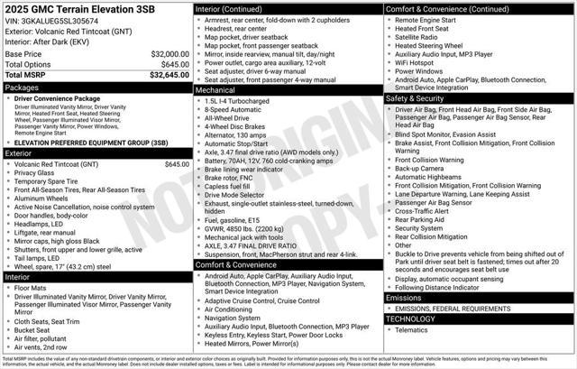 new 2025 GMC Terrain car, priced at $34,040
