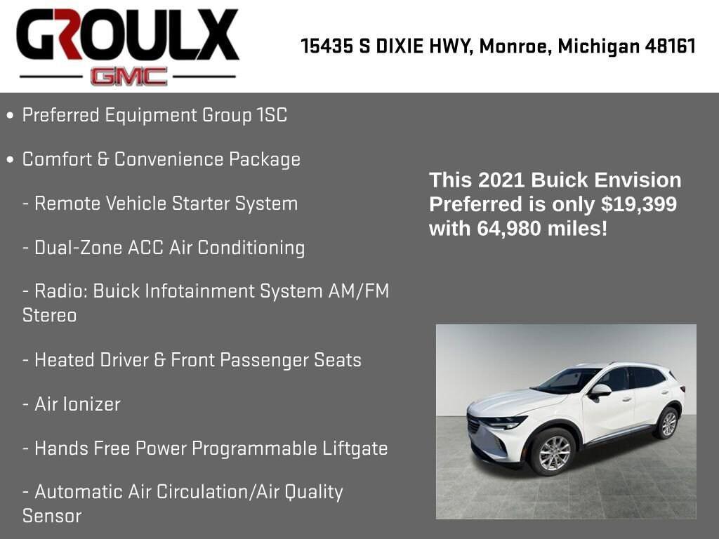 used 2021 Buick Envision car, priced at $19,099