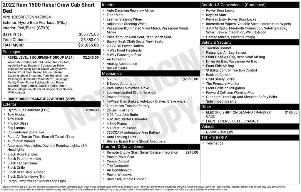 used 2022 Ram 1500 car, priced at $42,999