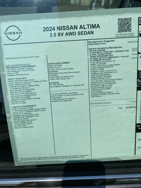 new 2024 Nissan Altima car, priced at $27,450