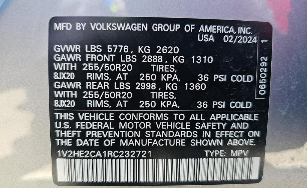 used 2024 Volkswagen Atlas Cross Sport car, priced at $32,000