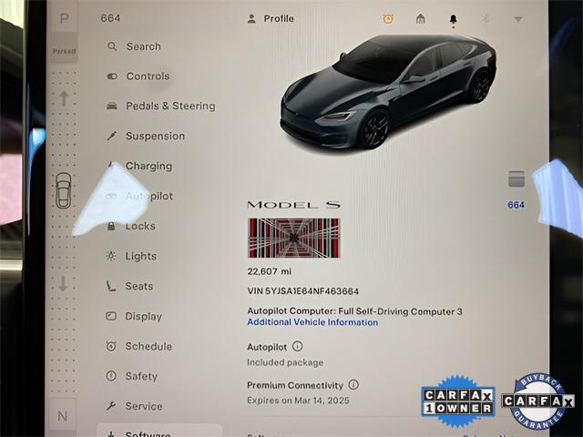used 2022 Tesla Model S car, priced at $58,996