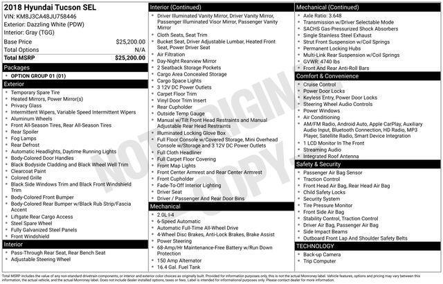 used 2018 Hyundai Tucson car, priced at $13,500