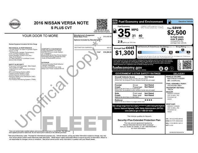 used 2016 Nissan Versa Note car, priced at $5,200