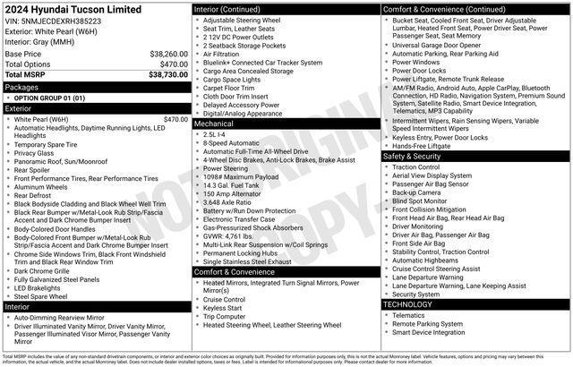 used 2024 Hyundai Tucson car, priced at $26,500