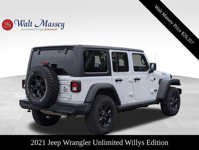 used 2021 Jeep Wrangler Unlimited car, priced at $29,357