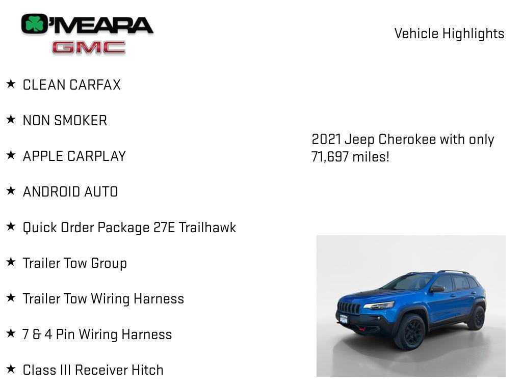 used 2021 Jeep Cherokee car, priced at $20,750