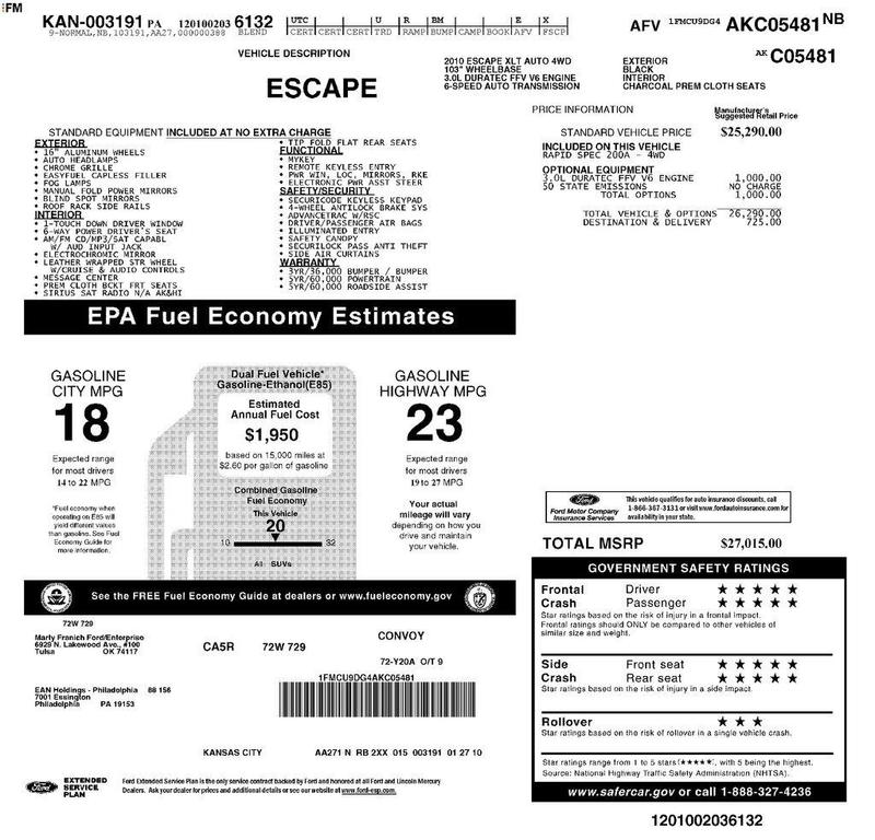 used 2010 Ford Escape car, priced at $6,688