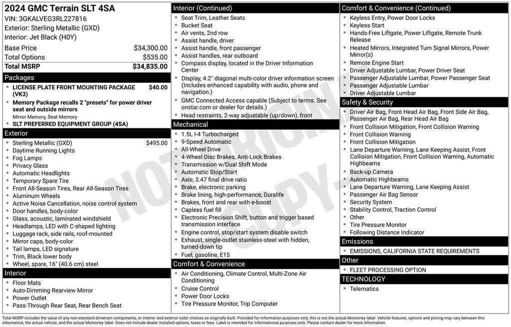 used 2024 GMC Terrain car, priced at $23,223