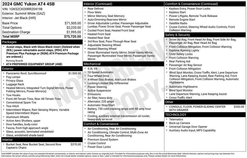 used 2024 GMC Yukon car, priced at $64,837