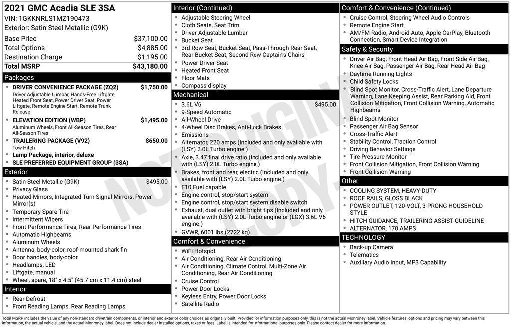 used 2021 GMC Acadia car, priced at $22,988