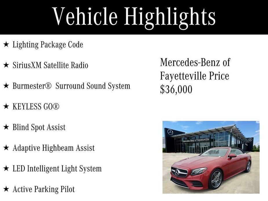 used 2018 Mercedes-Benz E-Class car, priced at $36,000