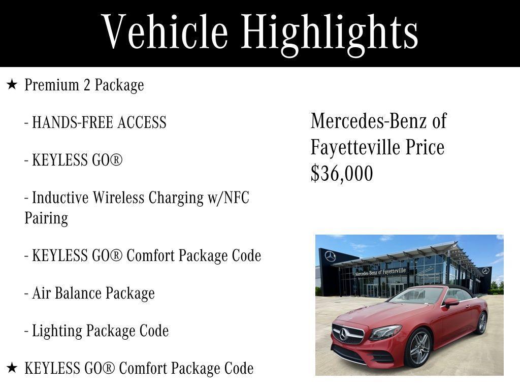 used 2018 Mercedes-Benz E-Class car, priced at $36,000