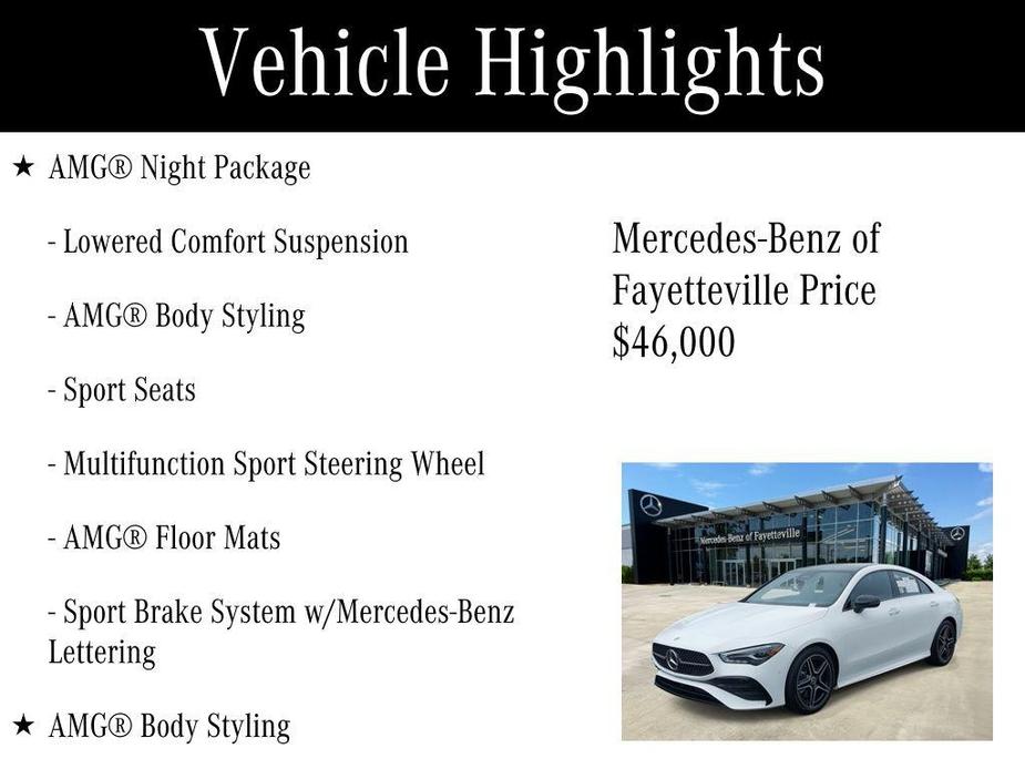 used 2025 Mercedes-Benz CLA 250 car, priced at $46,000