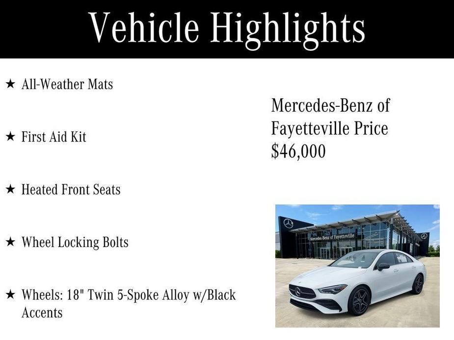 used 2025 Mercedes-Benz CLA 250 car, priced at $46,000