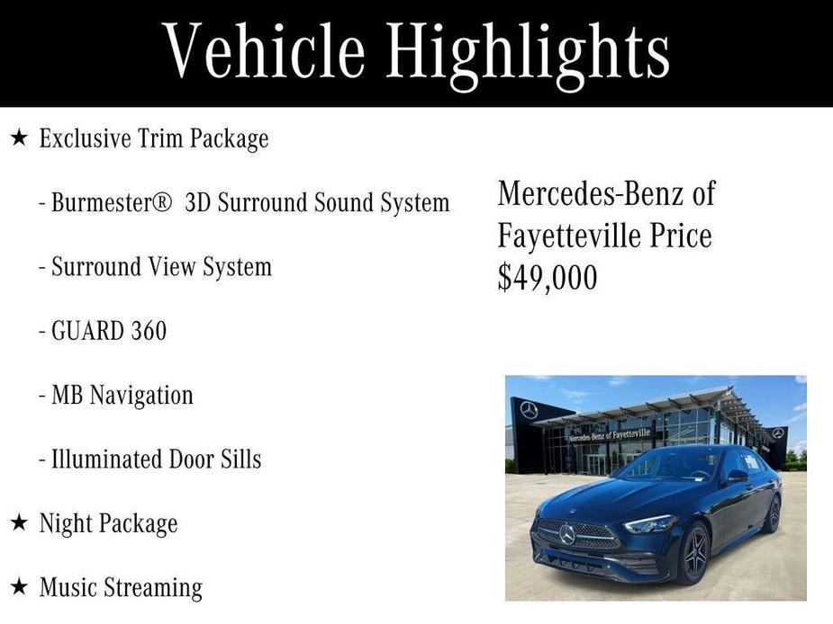 used 2024 Mercedes-Benz C-Class car, priced at $49,000