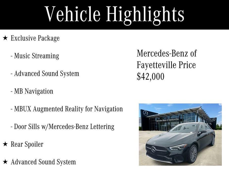 used 2025 Mercedes-Benz CLA 250 car, priced at $42,000