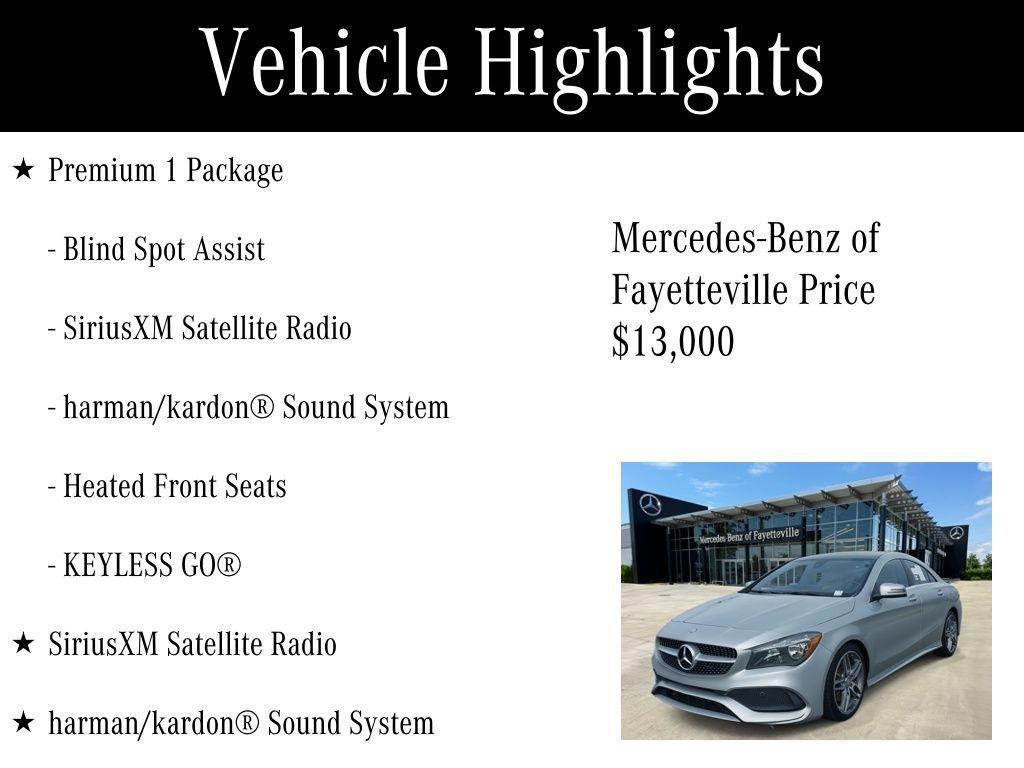 used 2017 Mercedes-Benz CLA 250 car, priced at $13,000