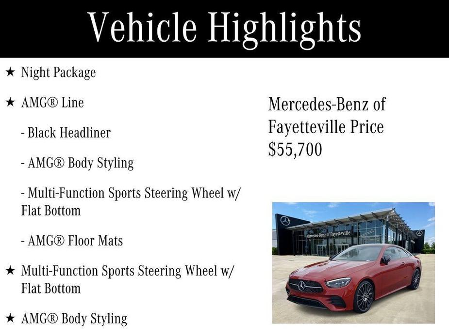 used 2023 Mercedes-Benz E-Class car, priced at $55,700