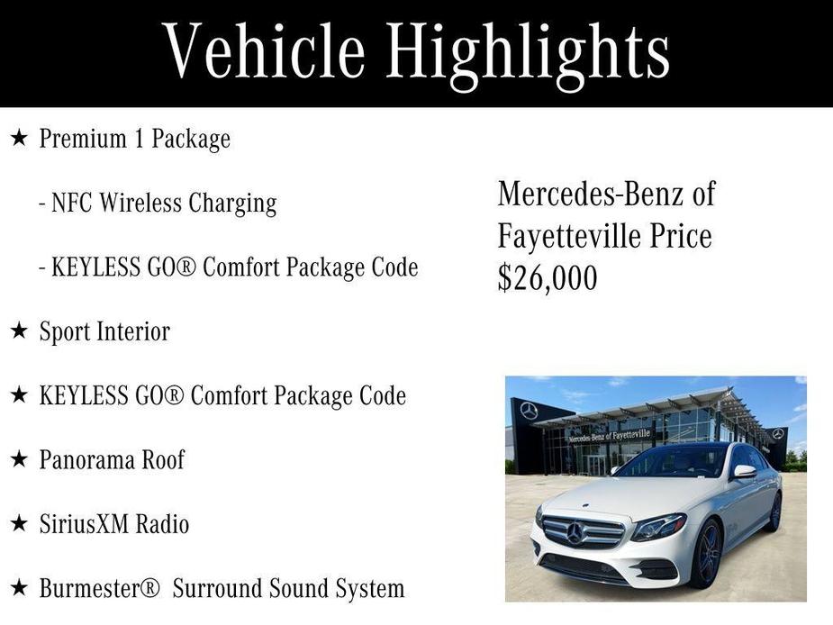 used 2019 Mercedes-Benz E-Class car, priced at $26,000