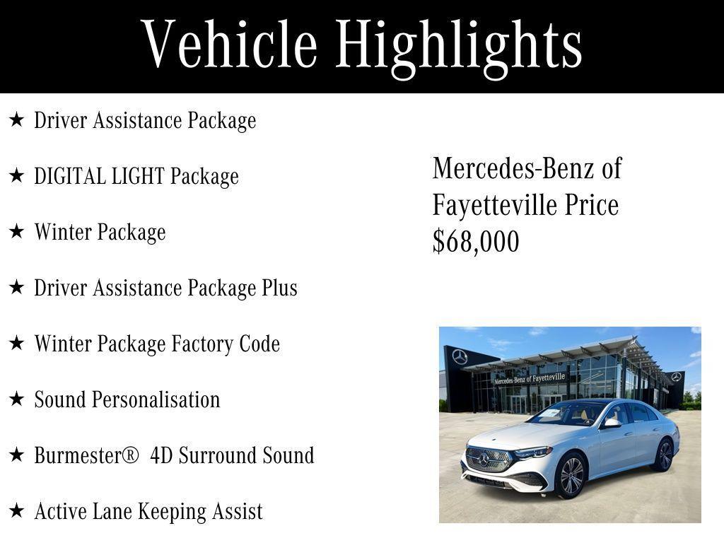 used 2025 Mercedes-Benz E-Class car, priced at $68,000