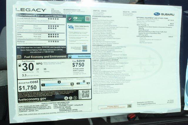 new 2025 Subaru Legacy car, priced at $30,459