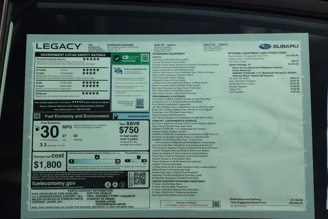 new 2024 Subaru Legacy car, priced at $33,650