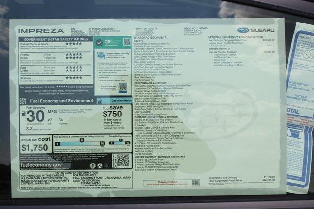 new 2025 Subaru Impreza car, priced at $27,292