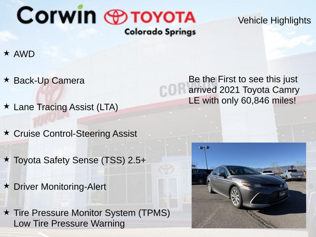 used 2021 Toyota Camry car, priced at $22,000