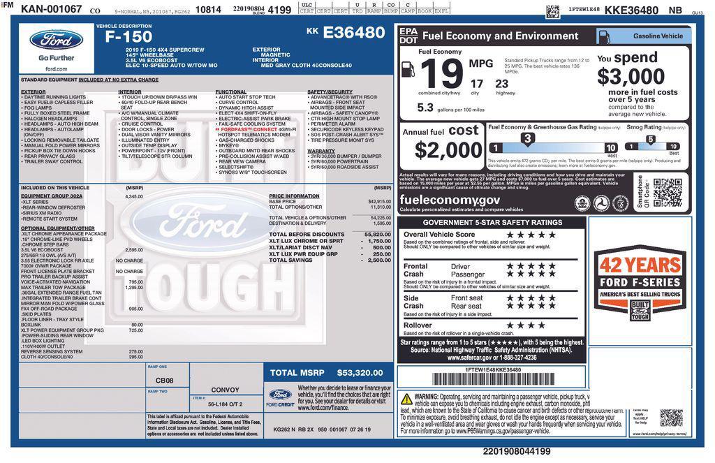 used 2019 Ford F-150 car, priced at $22,500