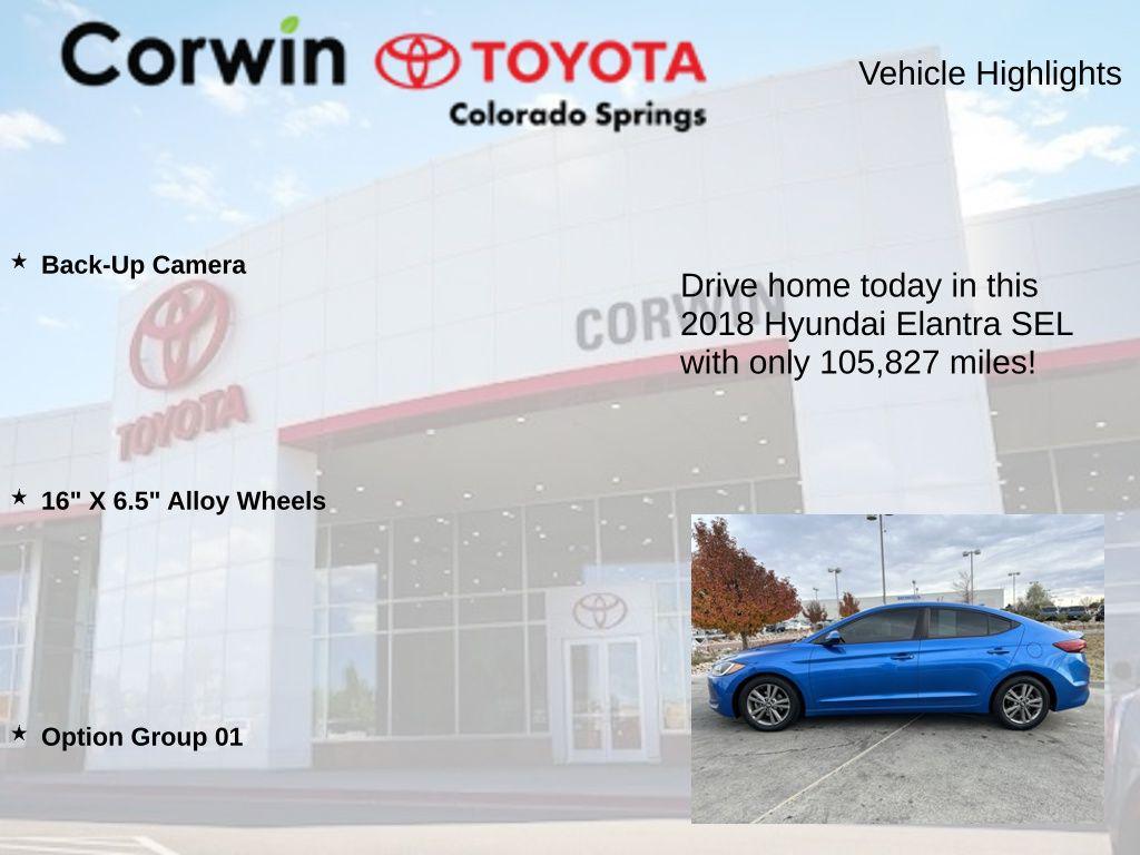 used 2018 Hyundai Elantra car, priced at $9,500
