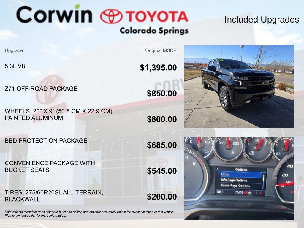 used 2021 Chevrolet Silverado 1500 car, priced at $34,500