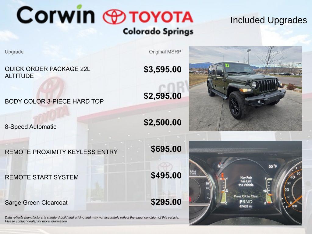 used 2021 Jeep Wrangler Unlimited car, priced at $32,500