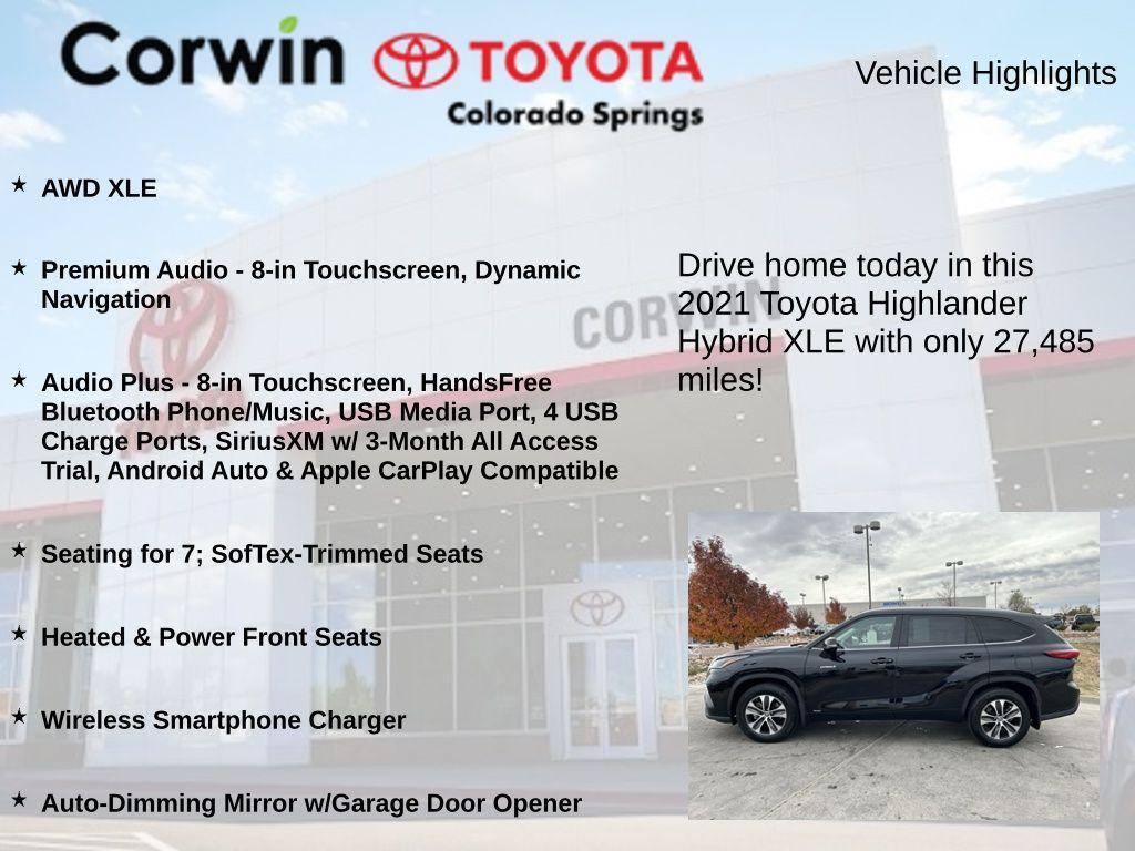 used 2021 Toyota Highlander Hybrid car, priced at $38,500