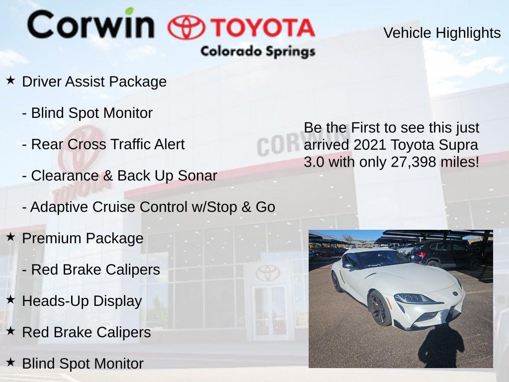 used 2021 Toyota Supra car, priced at $49,500