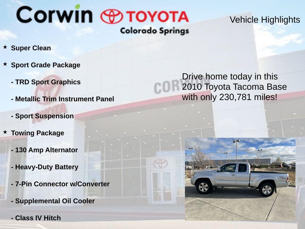used 2010 Toyota Tacoma car, priced at $12,000
