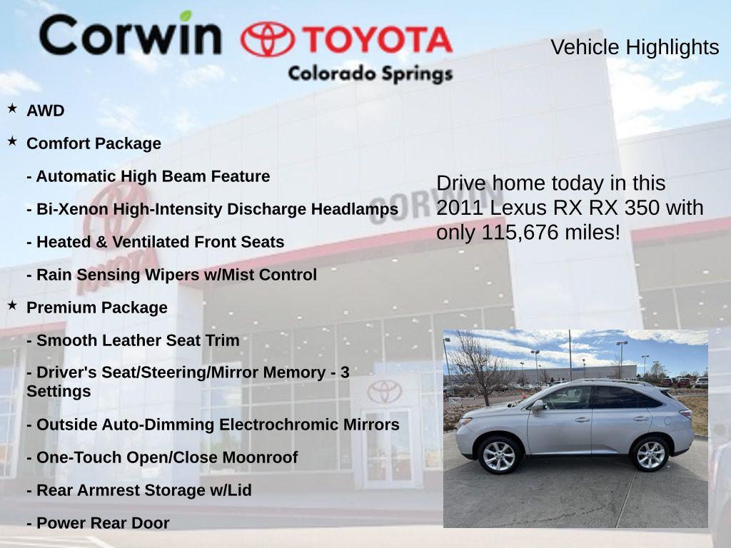 used 2011 Lexus RX 350 car, priced at $13,500