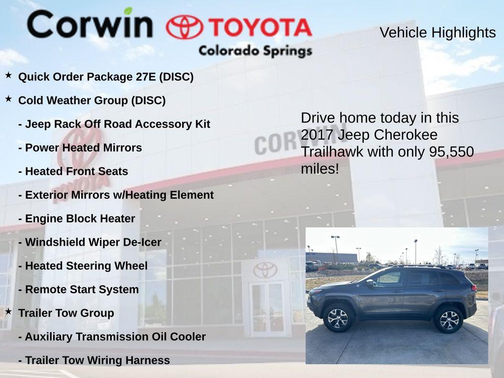 used 2017 Jeep Cherokee car, priced at $13,500