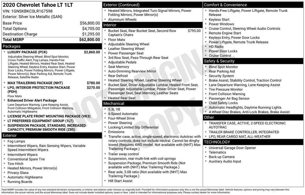 used 2020 Chevrolet Tahoe car, priced at $36,500